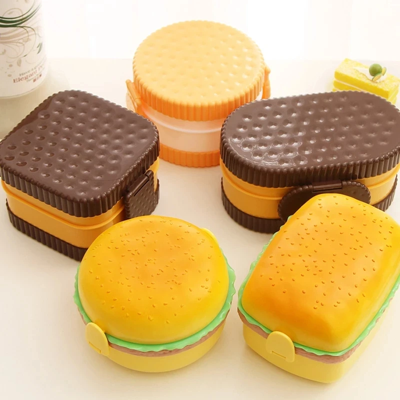 Bento Box Two Tier - همبرغر علب الاغذية طبقة مزدوجة لطيف