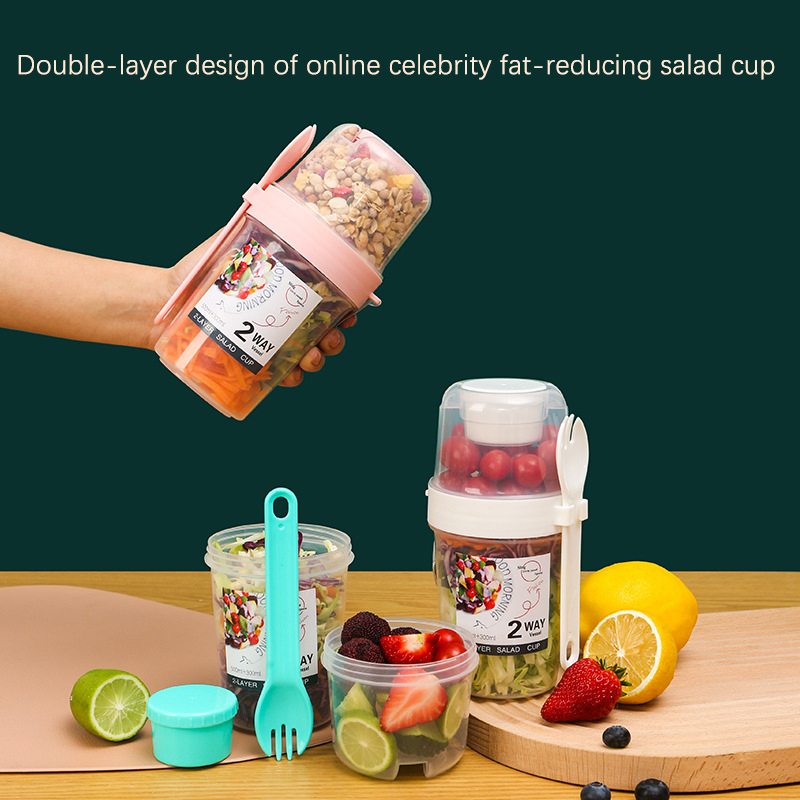 الإفطار الفاكهة الشوفان الزباد - مراجعة Bento Box Two Tier وسعره
